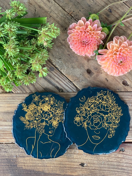 Set of 2 Flower Lady Coaster 5