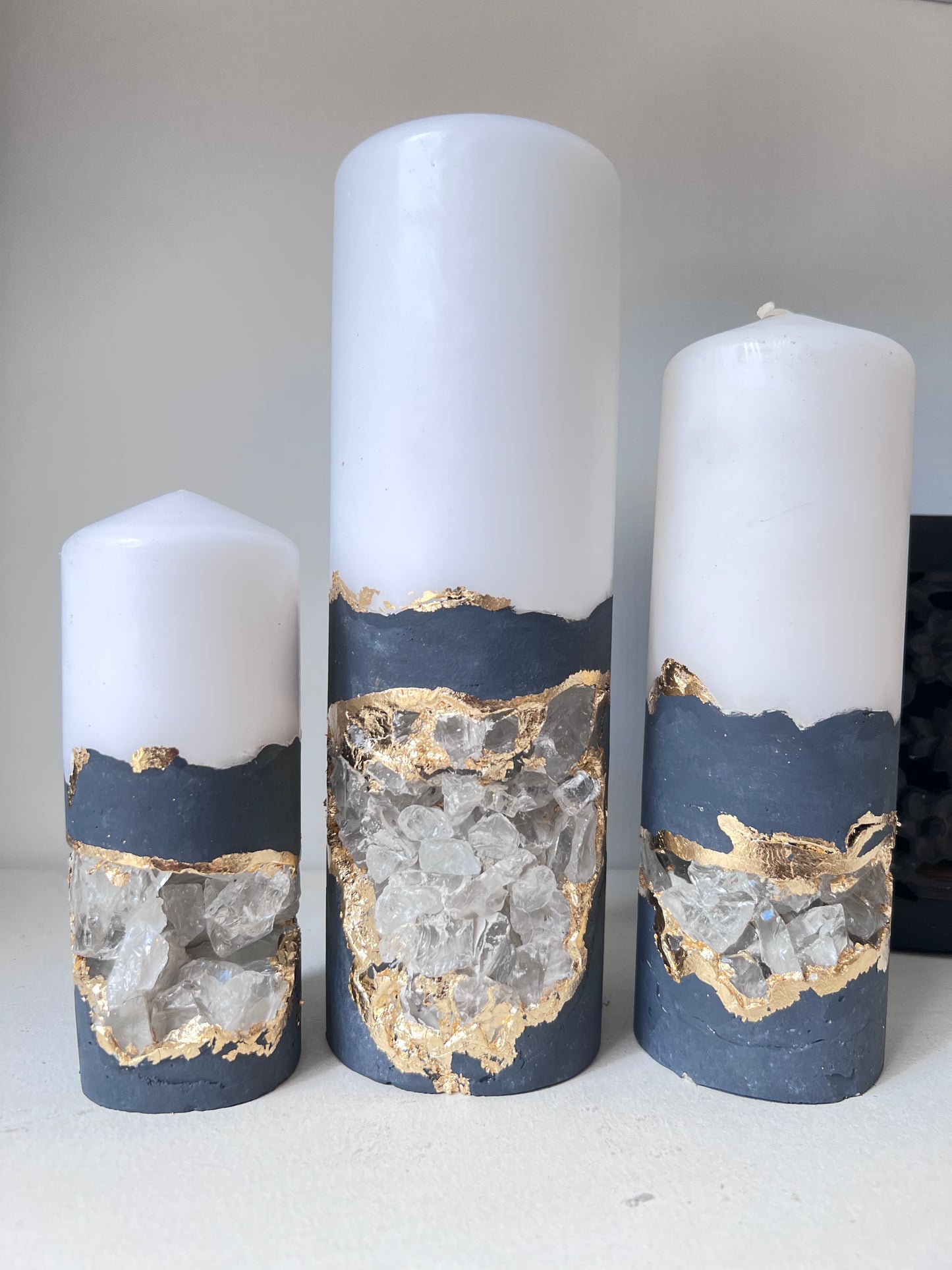 Mist- set if 3 Concrete Candle